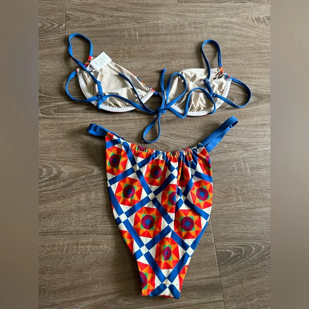 WeWoreWhat Riviera Mosaic Print Underwire Adjustable Bikini‎